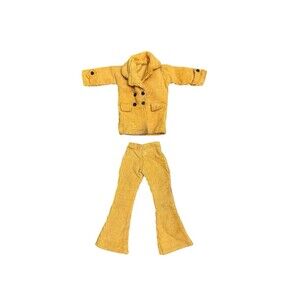 Vintage Barbie Clone Orange corduroy coat & pants Bell Bottoms Outfit HTF RARE